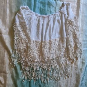 White Fringe crop top